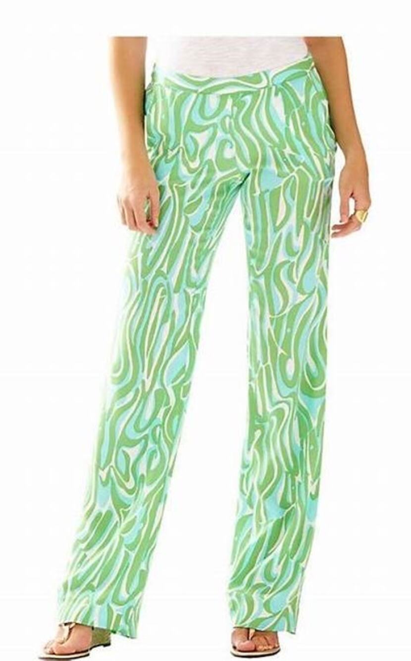 Lilly Pulitzer Cambridge Green Groovy Print Wide Leg Pull-On Palazzo Pant Size S